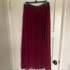 Abercrombie & Fitch Burgundy Maxi Skirt with Faux Leather Waistband, Size Large